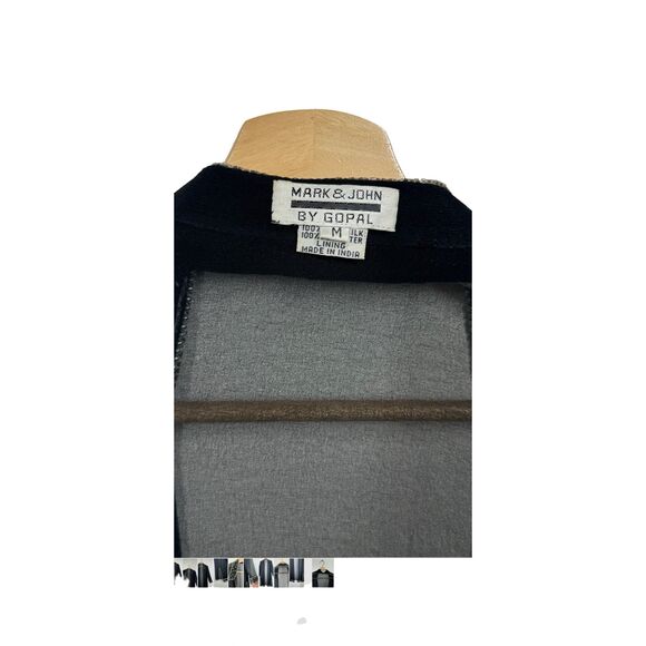 Mark & John By Gopal Black Sheer Beaded Embroidered Dress Jacket Size Medium - Picture 5 of 12